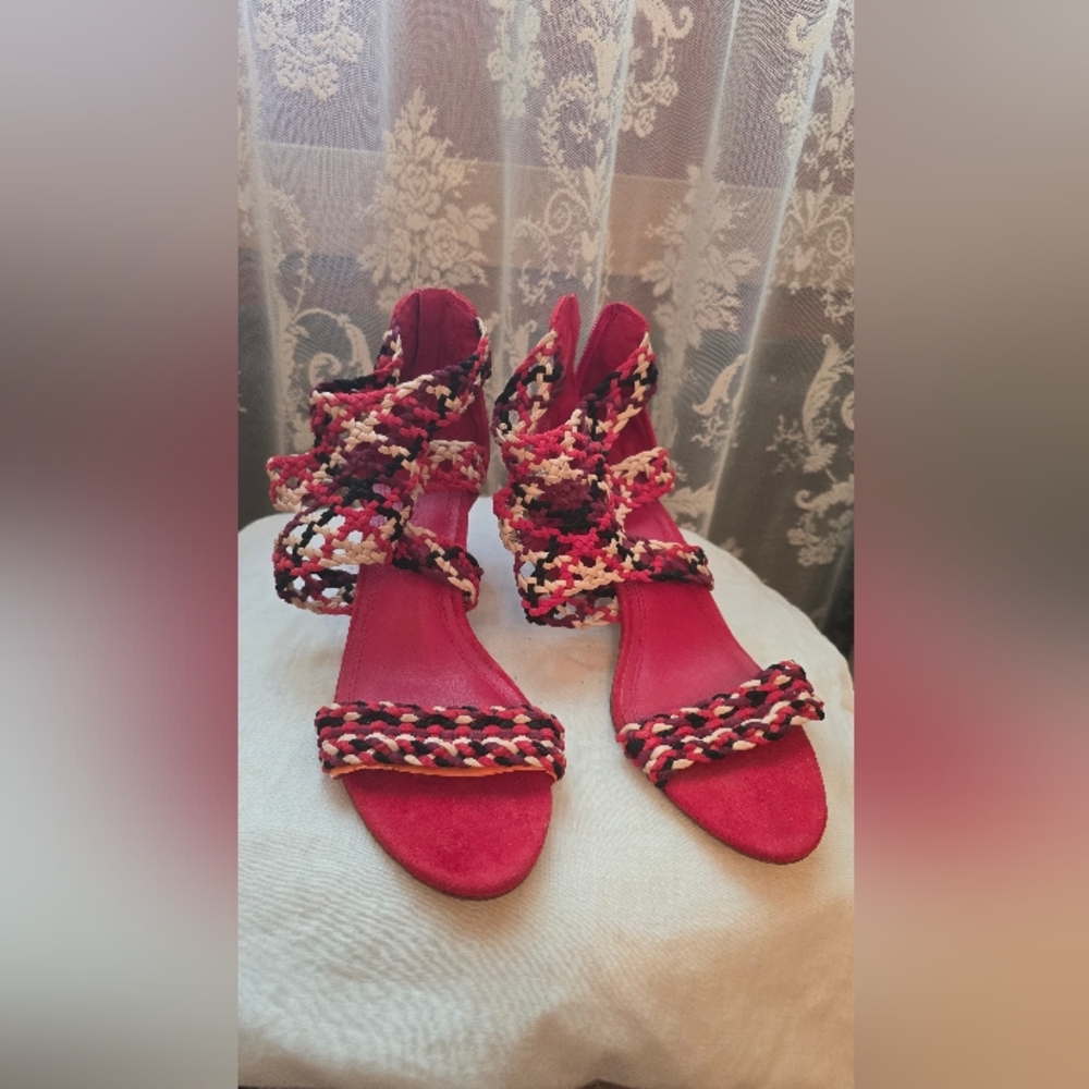 Stylish Red and Multicolor Women's Sandals In Great Condition. Worn once